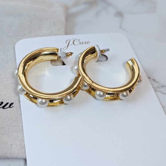 J.Crew Pearl-studded Hoop Earrings - Picture 2 of 8